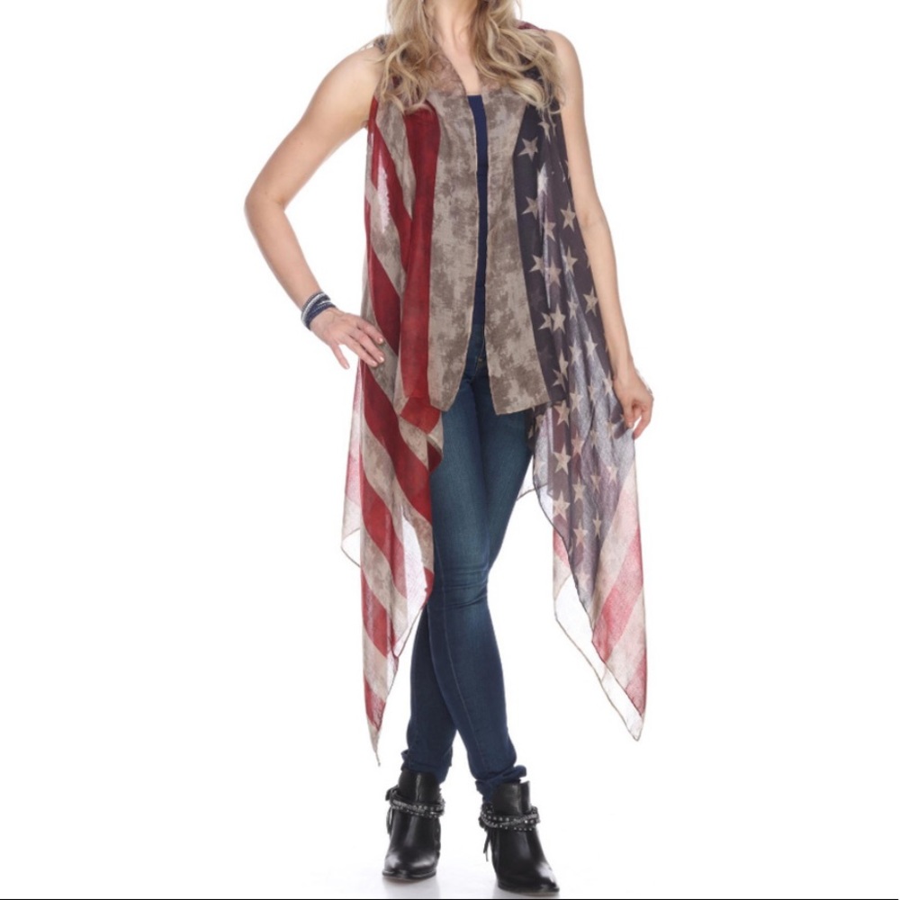 🆕 Stars and Stripes Sheer Vest - Picture 3 of 4
